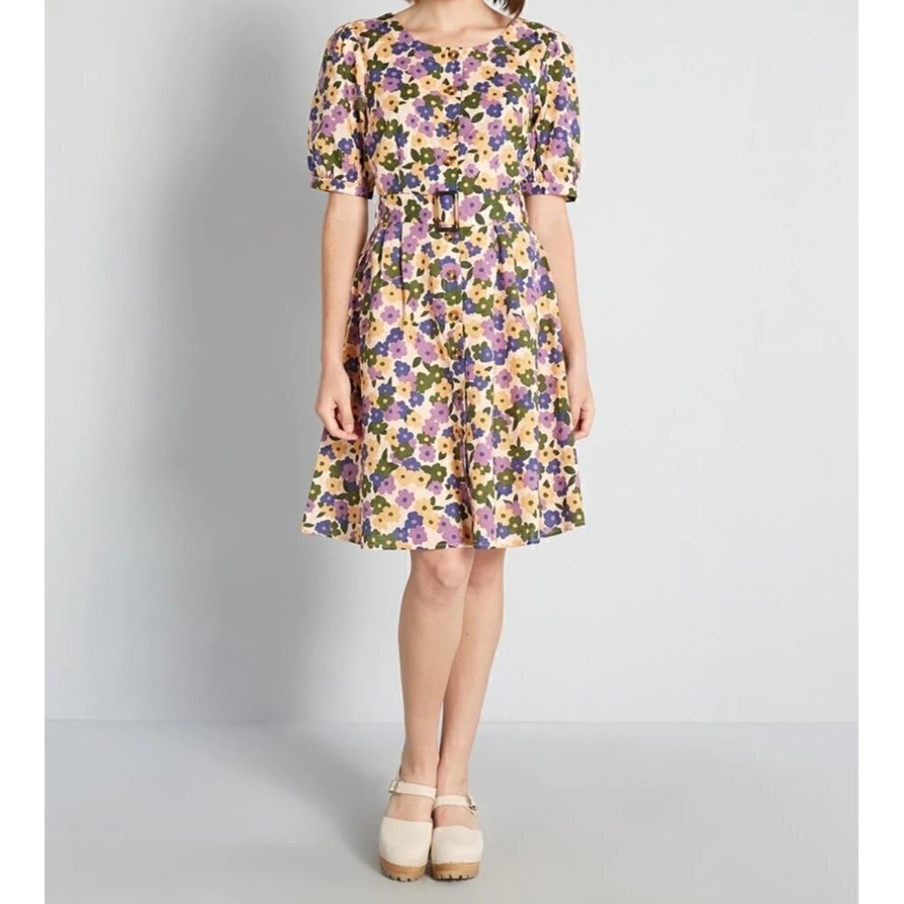 Beautiful Preppy Boldest Blooms Floral Printed A-Line Sun Dress Size US 2 - Picture 2 of 5